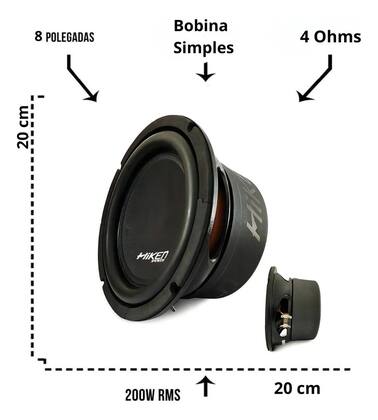 Imagem de Alto falante subwoofer hiken hnt iii 8 pol s4 200w 4 ohms