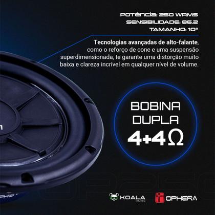 Imagem de Alto Falante Subwoofer Slim 10 Pol 250w Rms 4+4 Ohms Op250 Phantom Ophera