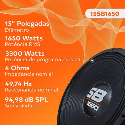 Alto Falante Woofer SB 1650 15 Polegadas 1650W 4 Ohms Triton