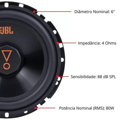 Imagem de Alto Falantes 6 Polegadas JBL Kit Duas Vias 62VMS80 160W RMS