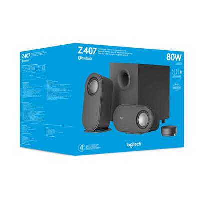 Imagem de Alto-Falantes Logitech Z407 com Bluetooth e Subwoofer - Som de Alta Qualidade