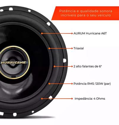 Alto Falantes Triaxial Hurricane A6T Aurum 6 Pol 60W RMS Par