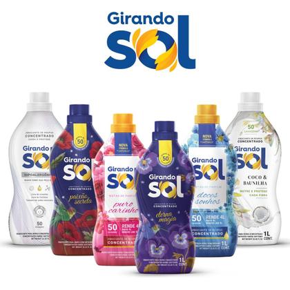 Imagem de Amaciante Concentrado Coco E Baunilha Girando Sol 1L, Amaciante De Roupas Concentrado, Branco, Nutre E Protege Cada Fibr