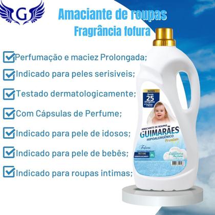 Imagem de Amaciante De Roupas 2L Fofura Premium Profissional Hipoalergênico Para Bebê e Roupas Delicadas