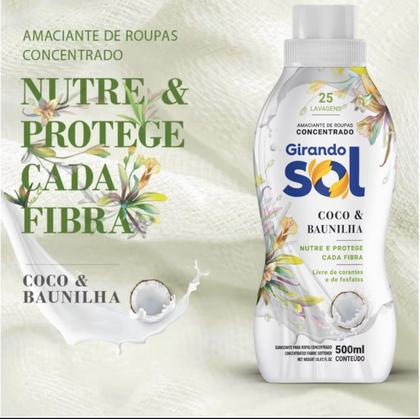 Imagem de Amaciante de Roupas Concentrado 500ml -Girando Sol (Coco Baunilha Hipoalergenico Doces Sonhos)