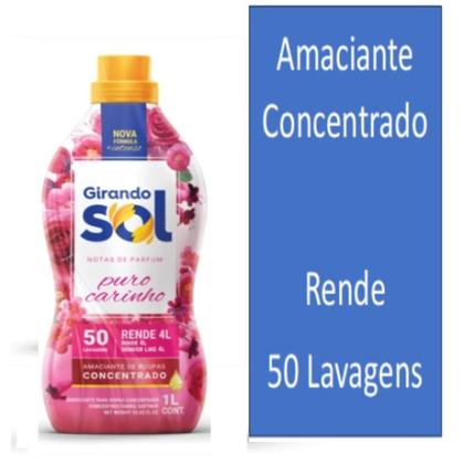 Imagem de Amaciante de Roupas Concentrado Girando Sol Frasco 1l Puro Carinho