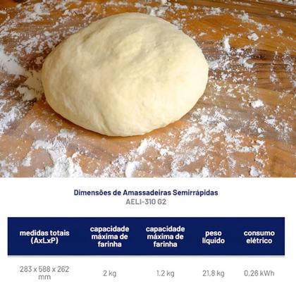 Imagem de Amassadeira Semi Rapida Com Extrusora E Moedor 3Kg Aeli-310 G2 127V - Braesi