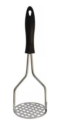 Imagem de Amassador de Batata e Legumes Manual Aço Inox Cabo Ergonômico Preto Resistente Ideal para Purê Utensílio de Cozinha Presente