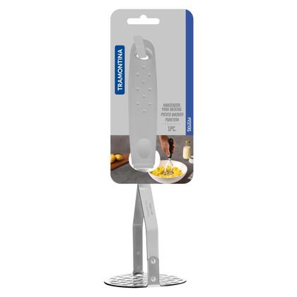 Imagem de Amassador de Batatas e Feijão Tramontina Utilita em Aço Inox com Cabo de Polipropileno Branco