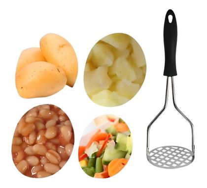 Imagem de Amassador Em Inox Cabo Preto Espremedor De Mandioca Batatas