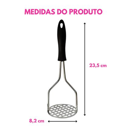 Imagem de Amassador Espremedor Manual Triturador Batata Mandioca Legumes Purê Creme Feijão Aço Inoxidável