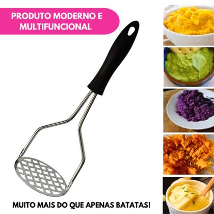 Imagem de Amassador Espremedor Manual Triturador Batata Mandioca Legumes Purê Creme Feijão Aço Inoxidável