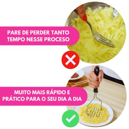 Imagem de Amassador Espremedor Manual Triturador Batata Mandioca Legumes Purê Creme Feijão Aço Inoxidável