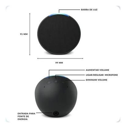 Imagem de Amazon Echo Pop Alexa Smart Speaker Preto Bluetooth + Assistente Virtual