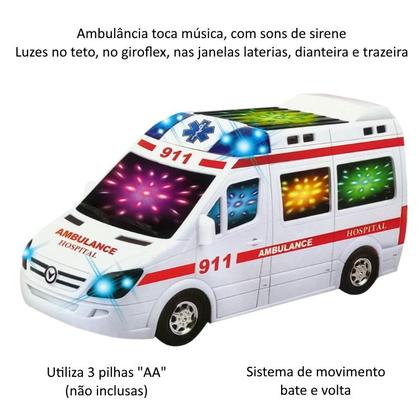 Imagem de Ambulância Bate e Volta com Sirene Luzes Brinquedo Infantil