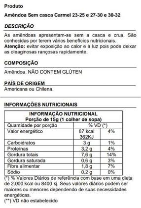 Imagem de Amêndoa Inteira Crua 250g - P&P