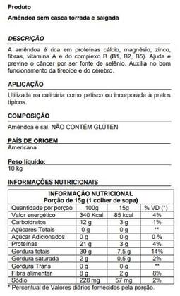 Imagem de Amêndoa Torrada com Sal 1Kg - P&P