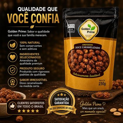 Imagem de AMENDOIM GOLDEN PRIME 250g DOCE CARAMELIZADO CROCANTE