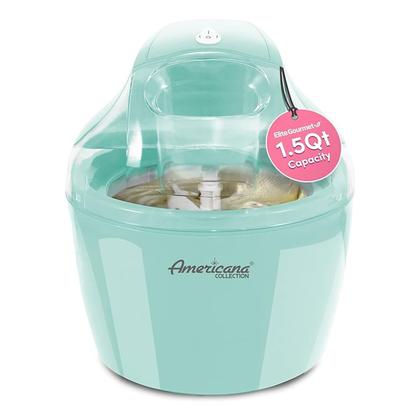 Imagem de Americana EIM-1400M 1.5 Qt Freezer Bowl Automatic Easy Homemade Electric Ice Cream Maker, Ingrediente Chute, Interruptor On/Off, Sem necessidade de sal, Sorvete Cremoso, Gelato, Iogurte Congelado, Sorvete, Livro de Receitas