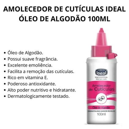 Imagem de Amolecedor de Cutículas Ideal Óleo de Algodão 100ml