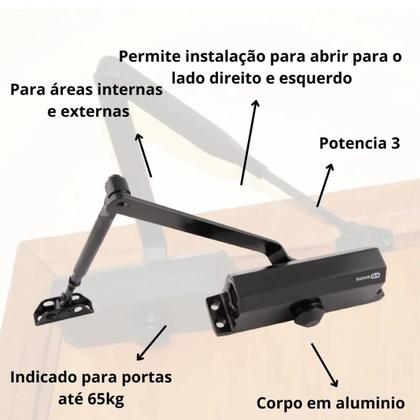 Imagem de Amortecedor De Porta Mola Aérea Não Bate Fechamento Lento NOVE54 Pratico Trava Reforçado Hidráulico