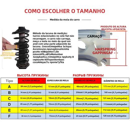 Imagem de Amortecedores de Mola de Uretano Universais para Carro (2 Peças) - Redução de Impacto