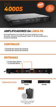 Imagem de Amplificador 400w Ambience Pa-4000d Preto Hayonik Classe D