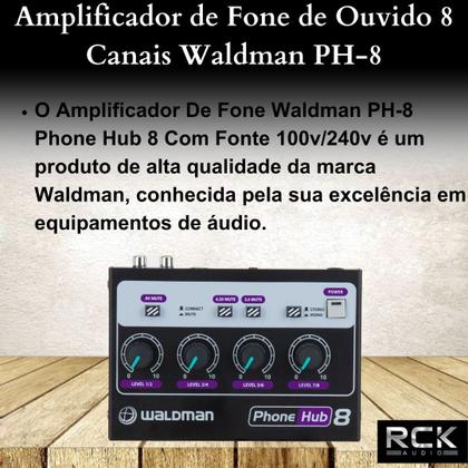 Imagem de Amplificador de Fone de Ouvido 8 Canais Waldman PH-8