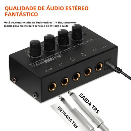 Imagem de Amplificador de Fone de Ouvido Estéreo Ultracompacto - 4 Canais com Controle de Volume