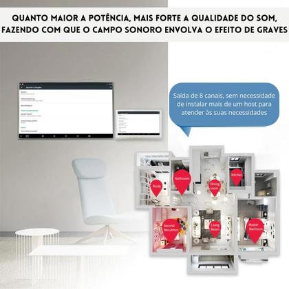 Imagem de Amplificador De Parede Touch Screen Wifi Som 2 Ambientes 7''