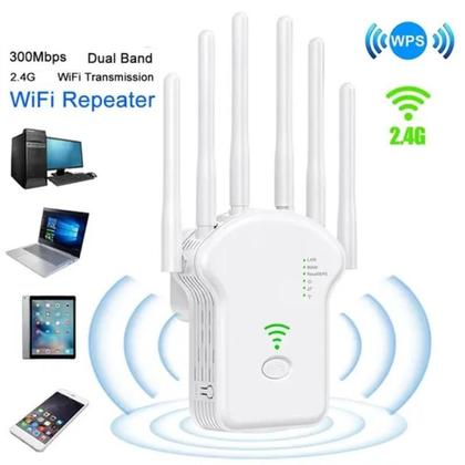 Imagem de Amplificador de sinal Wi-Fi - Repetidor De Sinal Wifi Expansor Wireless Internet Roteador 6 Antenas de Alto Desempenho
