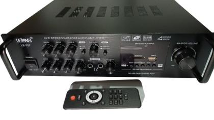 Imagem de Amplificador De Som Ambiente Potente 60w Bluetooth Karaoke Mp3 Usb Fm Receiver Bivolt Lelong 707