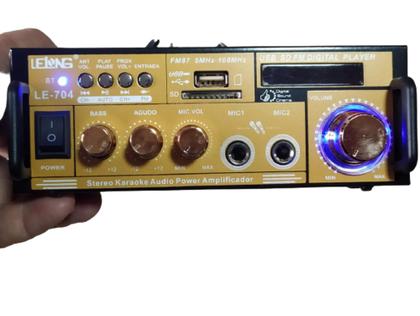 Imagem de amplificador de som, le704, com bluetooth, radio fm, usb, bivolt
