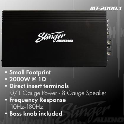 Imagem de Amplificador de subwoofer de áudio de carro Stinger MT20001 2000W RMS