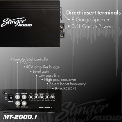 Imagem de Amplificador de subwoofer de áudio de carro Stinger MT20001 2000W RMS