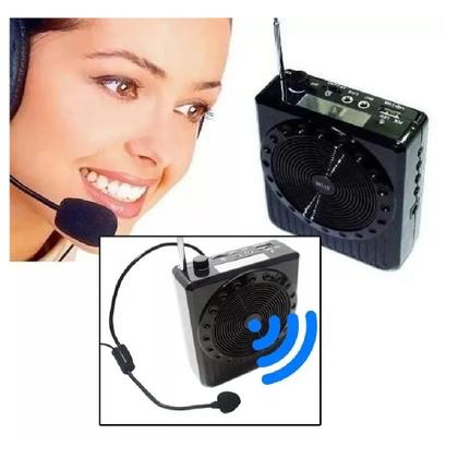 Imagem de Amplificador de Voz Megafone com Microfone e Rádio FM para Professores K8 Preto