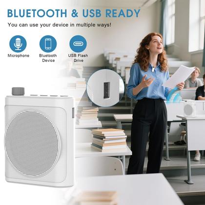 Imagem de Amplificador de voz sem fio VEVARUN 15W com 2 microfones Lavalier brancos