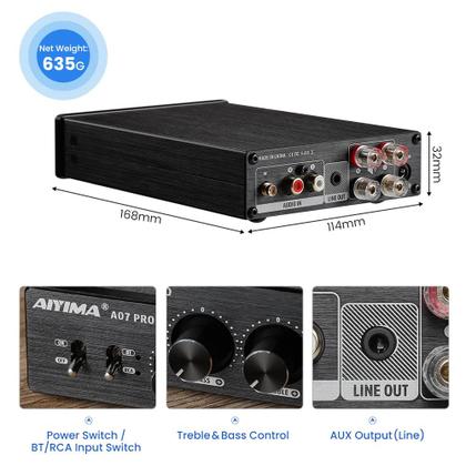 Amplificador estéreo AIYIMA A07 Pro TPA3255 Bluetooth 5.2 300Wx2