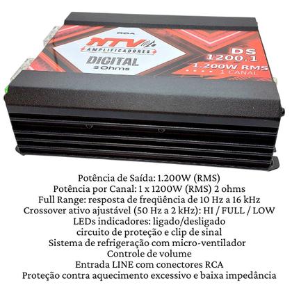 Imagem de Amplificador Módulo de Som Automotivo 1.200 wrms DS 1200.1