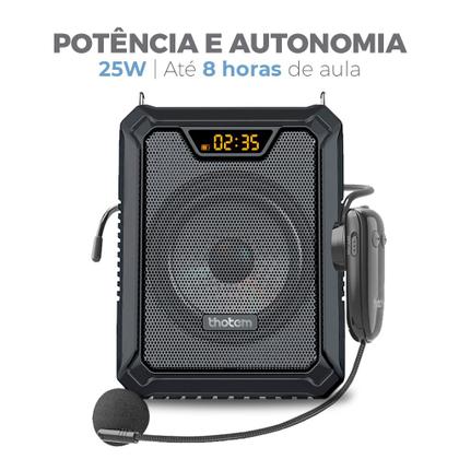 Imagem de Amplificador Profissional Portátil de Voz THOTEM A20, 25W de potência e acompanhado de 2 Microfones  O Kit do Professor