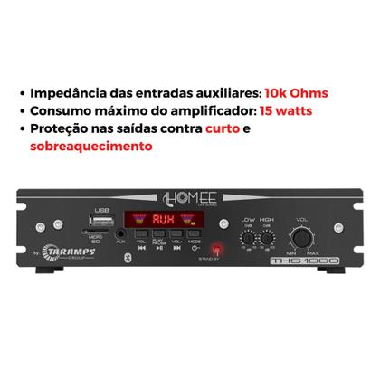 Imagem de Amplificador Receiver 100W RMS Som Ambiente USB RCA Classe D Bivolt Ths-1000 Taramps - 901338