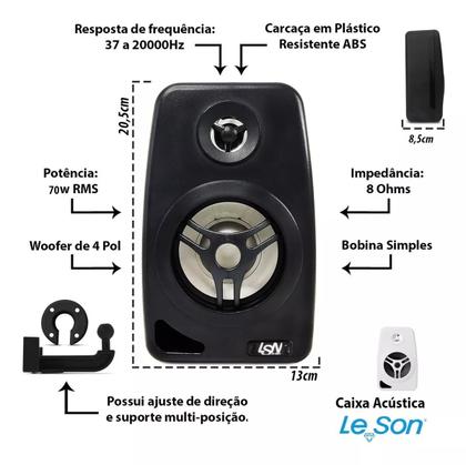 Imagem de Amplificador Som Ambiente 500 Watts 4 Canais Orion + 6  Caixas de Som Ambiente LeSon 4 Polegadas 70w 8 Ohms Preta