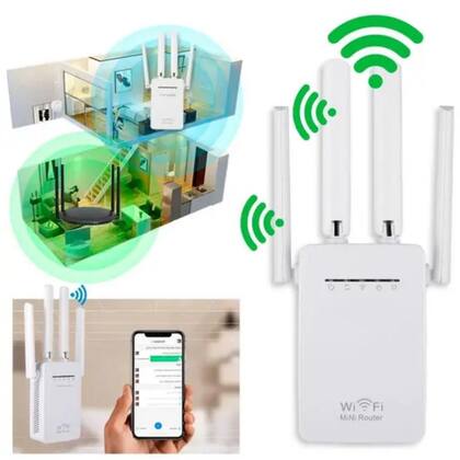 Imagem de Amplifique sua experiência online com o Repetidor de Wi-Fi 4 Antenas Amplificador de Sinal!