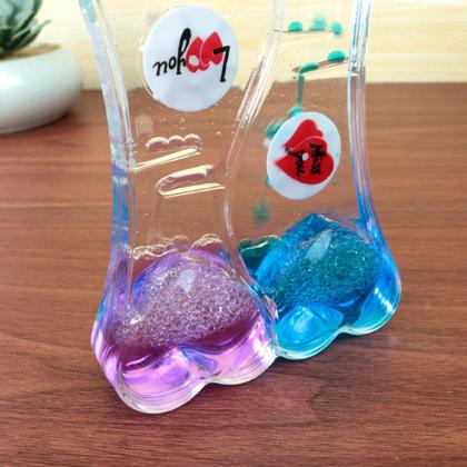 Imagem de Ampulheta de óleo liquido com temporizador coração duplo 