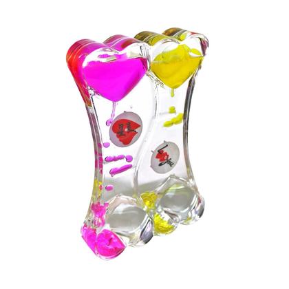 Imagem de Ampulheta de óleo liquido com temporizador coração duplo 