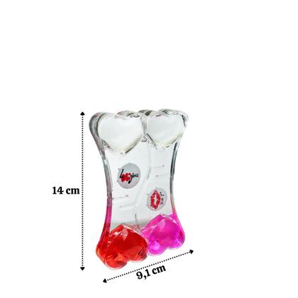 Imagem de Ampulheta de óleo liquido com temporizador coração duplo 