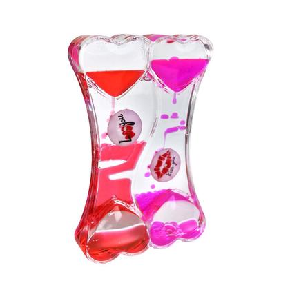 Imagem de Ampulheta de óleo liquido com temporizador coração duplo 