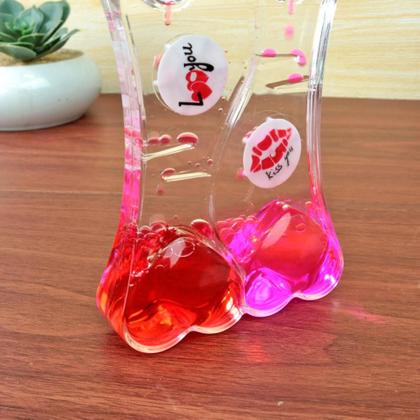 Imagem de Ampulheta de óleo liquido com temporizador coração duplo 