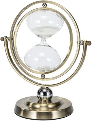 Imagem de Ampulheta Decorativa Retrô 60 minutos Suporte Metal Dourado