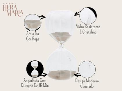 Imagem de Ampulheta Decorativa Vintage Relógio De Mesa Cronômetro De Tempo Em Vidro Canelado